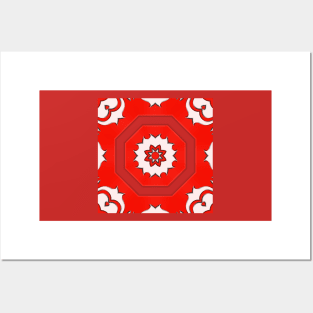 Bright Red Kaleidoscope Pattern (Seamless) 8 Posters and Art